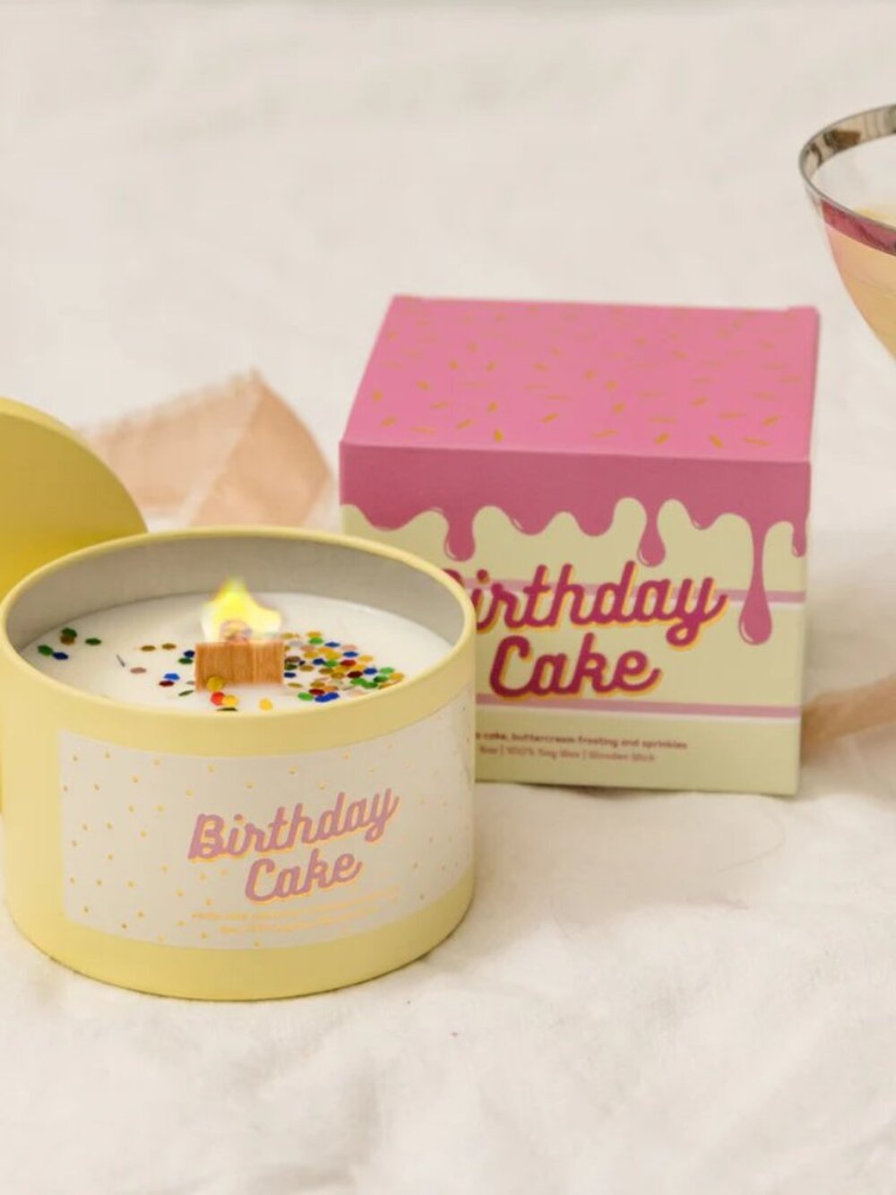 Birthday Cake Scented Candle — Pink & Cream Packaging